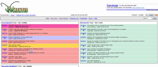 Mantis bug tracking system main