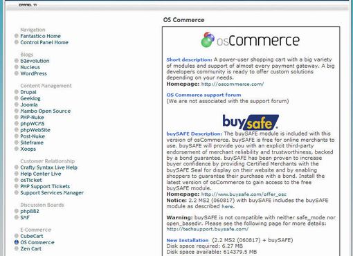 osCommerce Fantastico setup