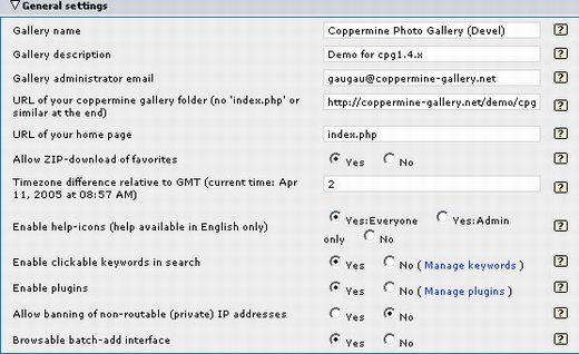 Coppermine admin general